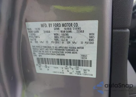 2008 Ford Escape Limited from USA, damaged, VIN 1FMCU94158KC69356